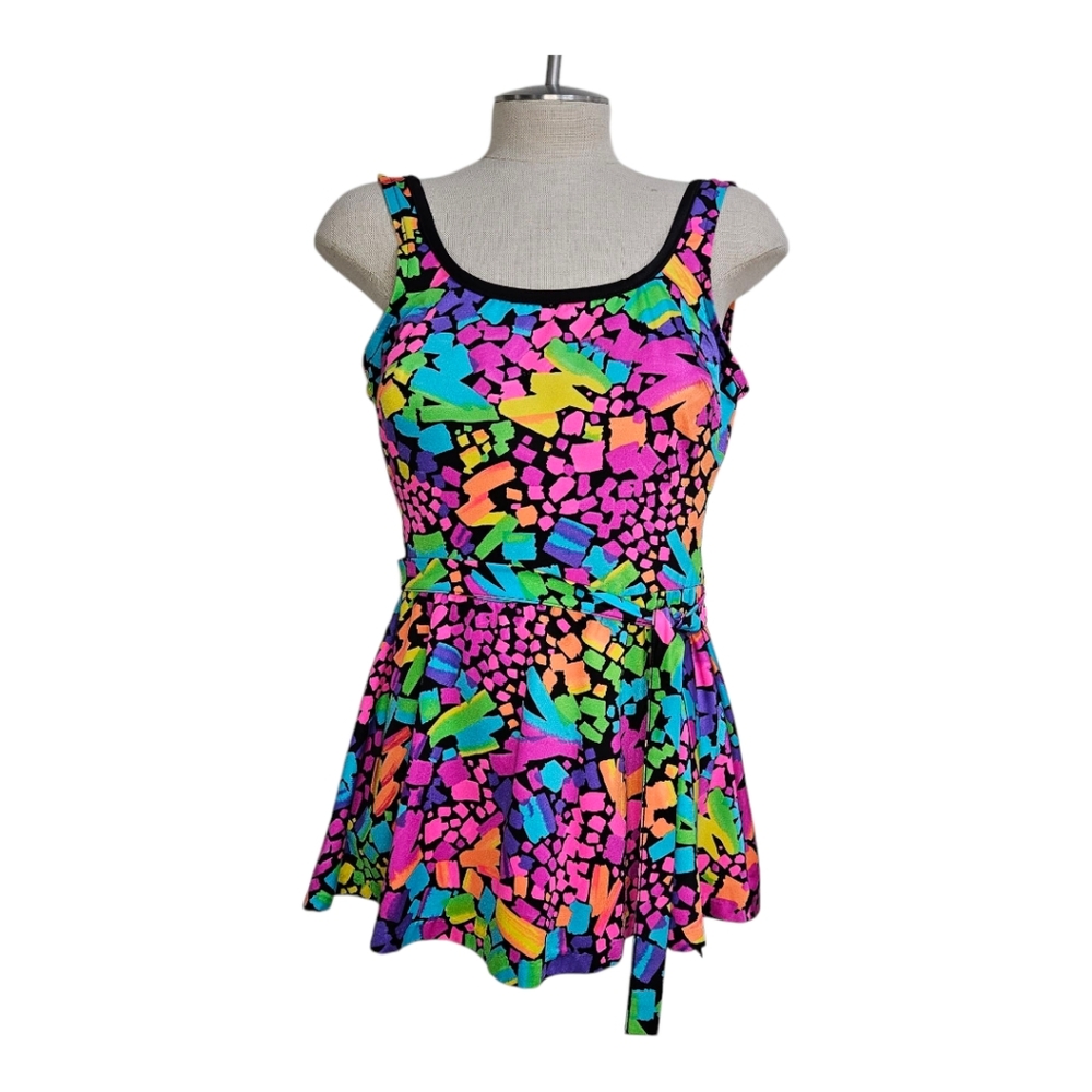 Vintage Union Made Mainstream Neon Onepiece Swim Size 16